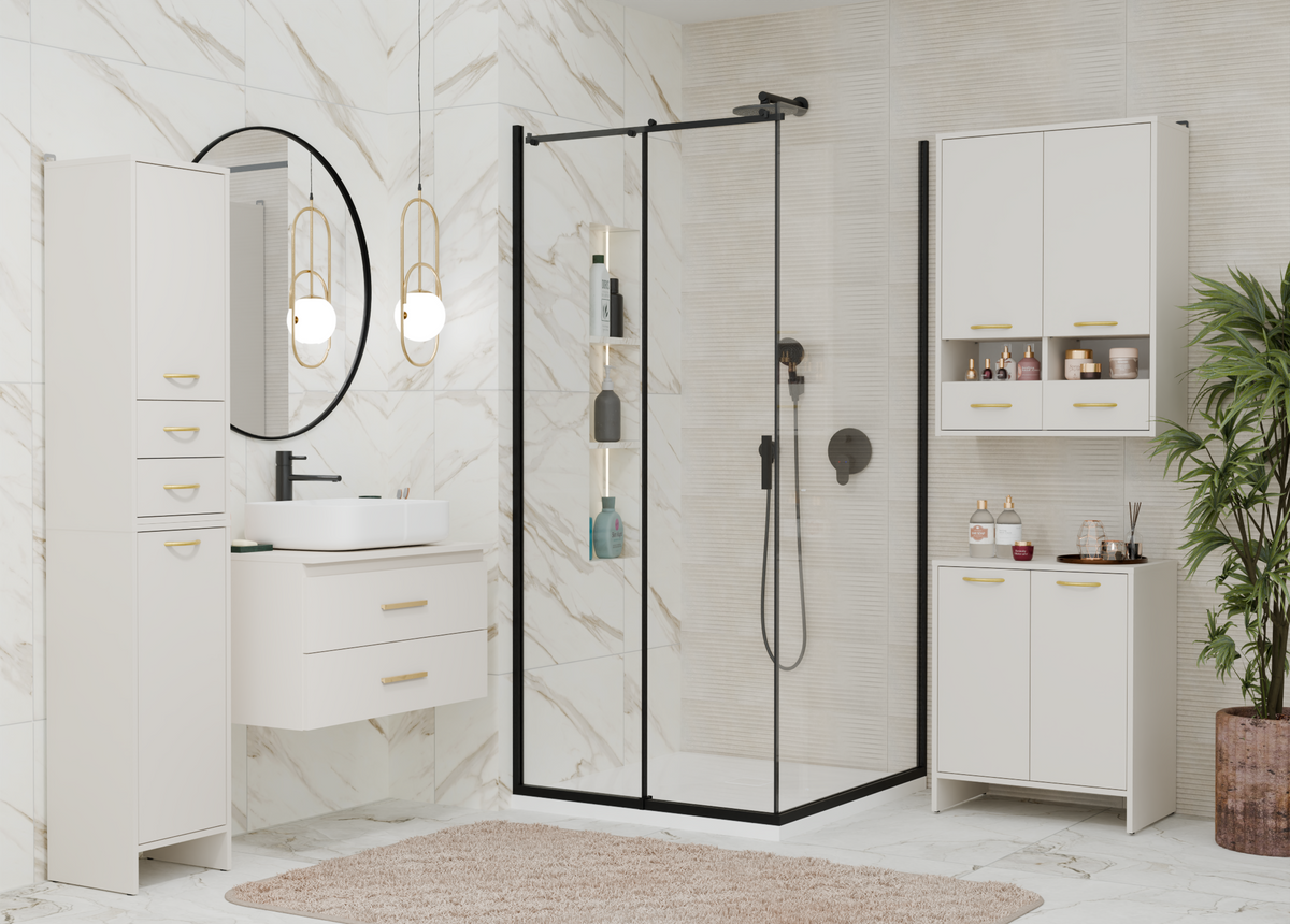 NINA W1D2S - Meuble de salle de bain 3 étagères & 2 tiroirs