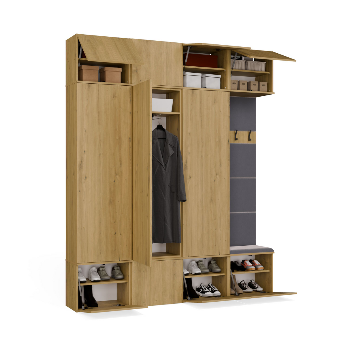 HAGA IV 3SZ1W - Ensemble d’entrée avec 3 armoires + porte-manteau + banc