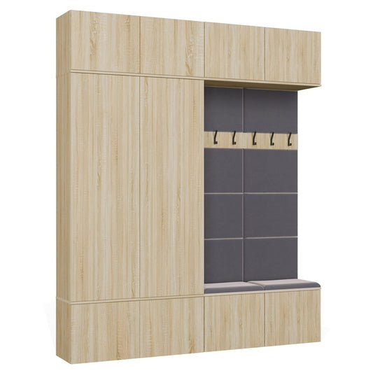 HAGA IV 2SZ2W - Ensemble d’entrée avec 2 armoires + 2 porte-manteaux 6 crochets + banc