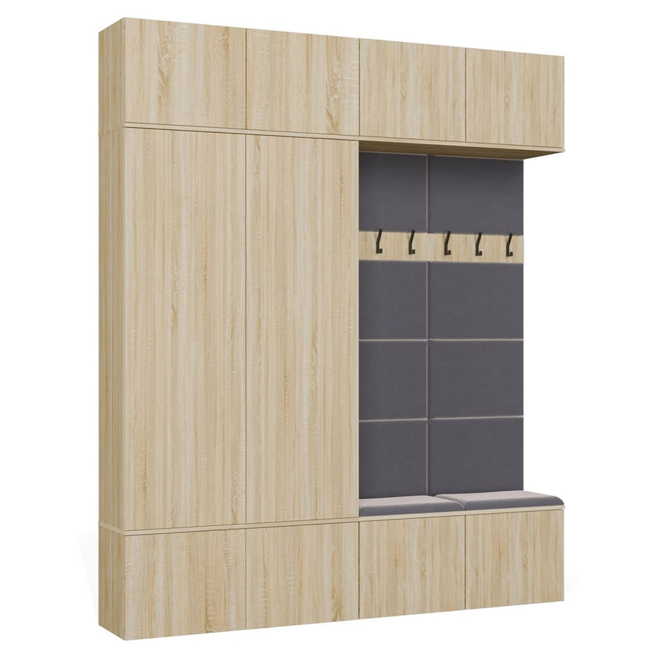 HAGA IV 2SZ2W - Ensemble d’entrée avec 2 armoires + 2 porte-manteaux 6 crochets + banc