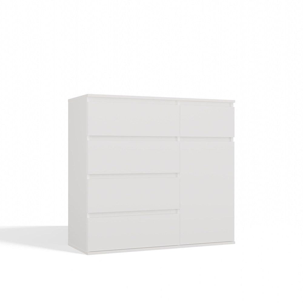 1D5S Commode - 1 porte à 5 tiroirs pour salon, chambre ou chambre d'amis