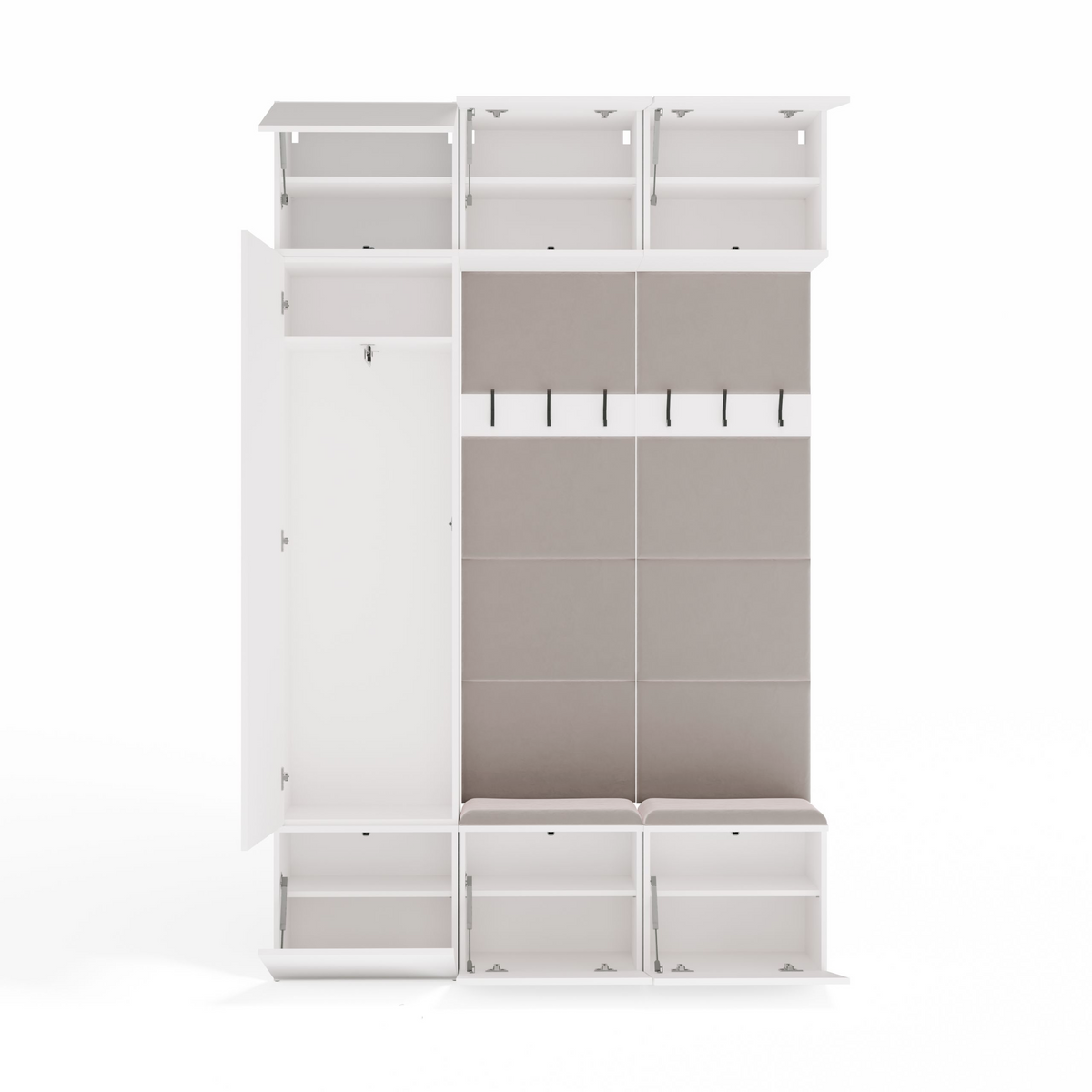 HAGA III 1 SZ2W- Ensemble d’entrée avec 1 armoire + 2 porte-manteaux 6 crochets