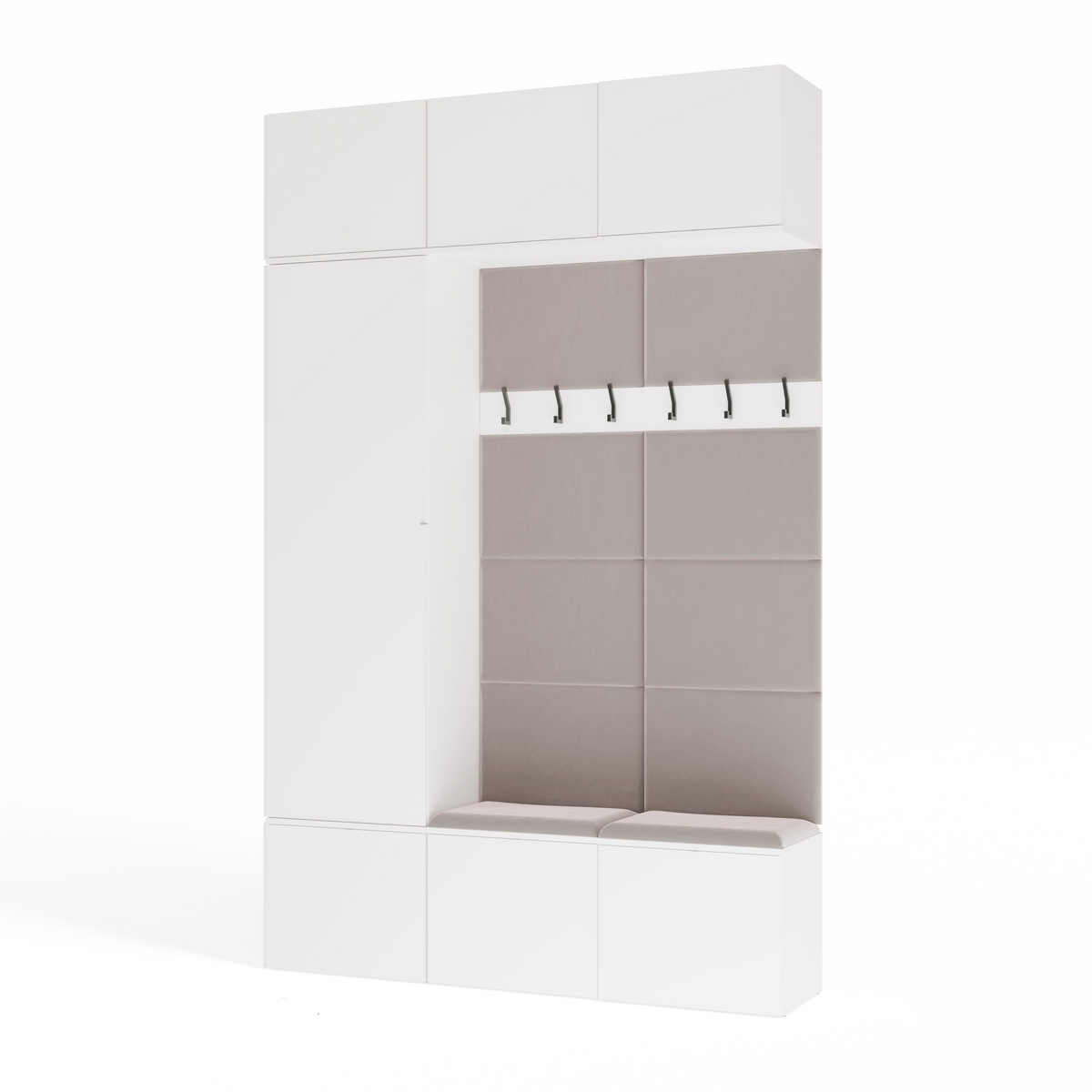 HAGA III 1 SZ2W- Ensemble d’entrée avec 1 armoire + 2 porte-manteaux 6 crochets