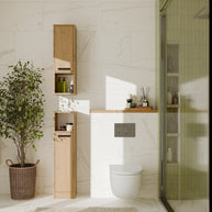 MEXY W1D - Meuble de salle de bain suspendu, 1 porte, 3 étagères