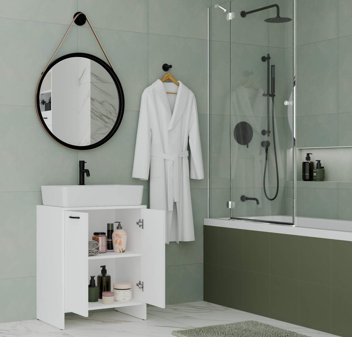 NINA 2DUM - Meuble de salle de bain sous lavabo 2 portes