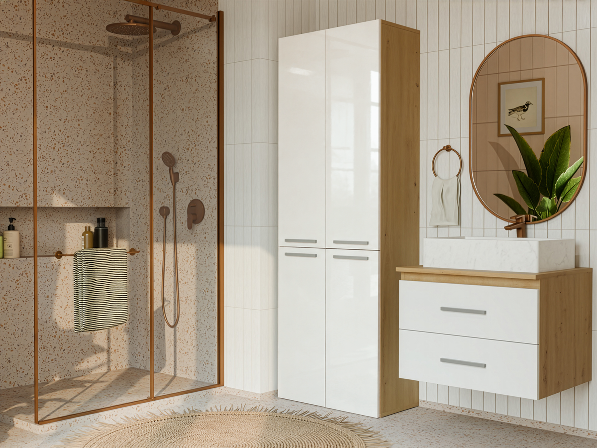 NEL 2K DD - Armoire de salle de bain 2 paniers à linge