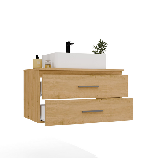 NEL 80 Meuble de salle de bain avec vasque, 2 tiroirs