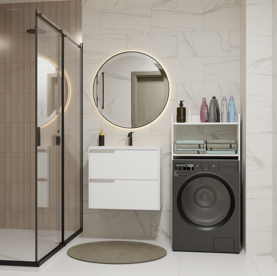 NINA NP - Meuble de salle de bain pour machine à laver, 2 étagères