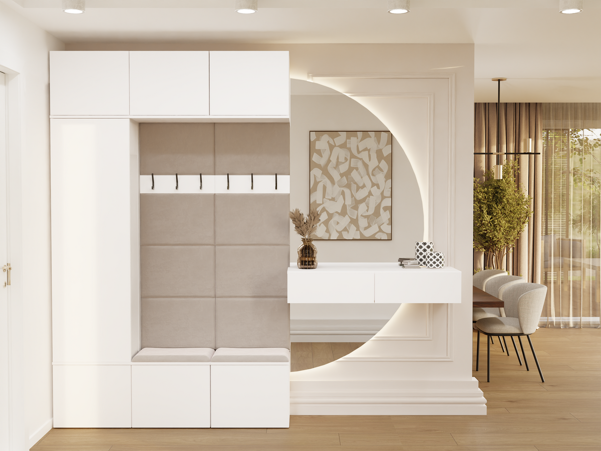 HAGA III 1 SZ2W- Ensemble d’entrée avec 1 armoire + 2 porte-manteaux 6 crochets