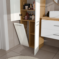 NEL 1K DD - Armoire de salle de bain avec panier à linge
