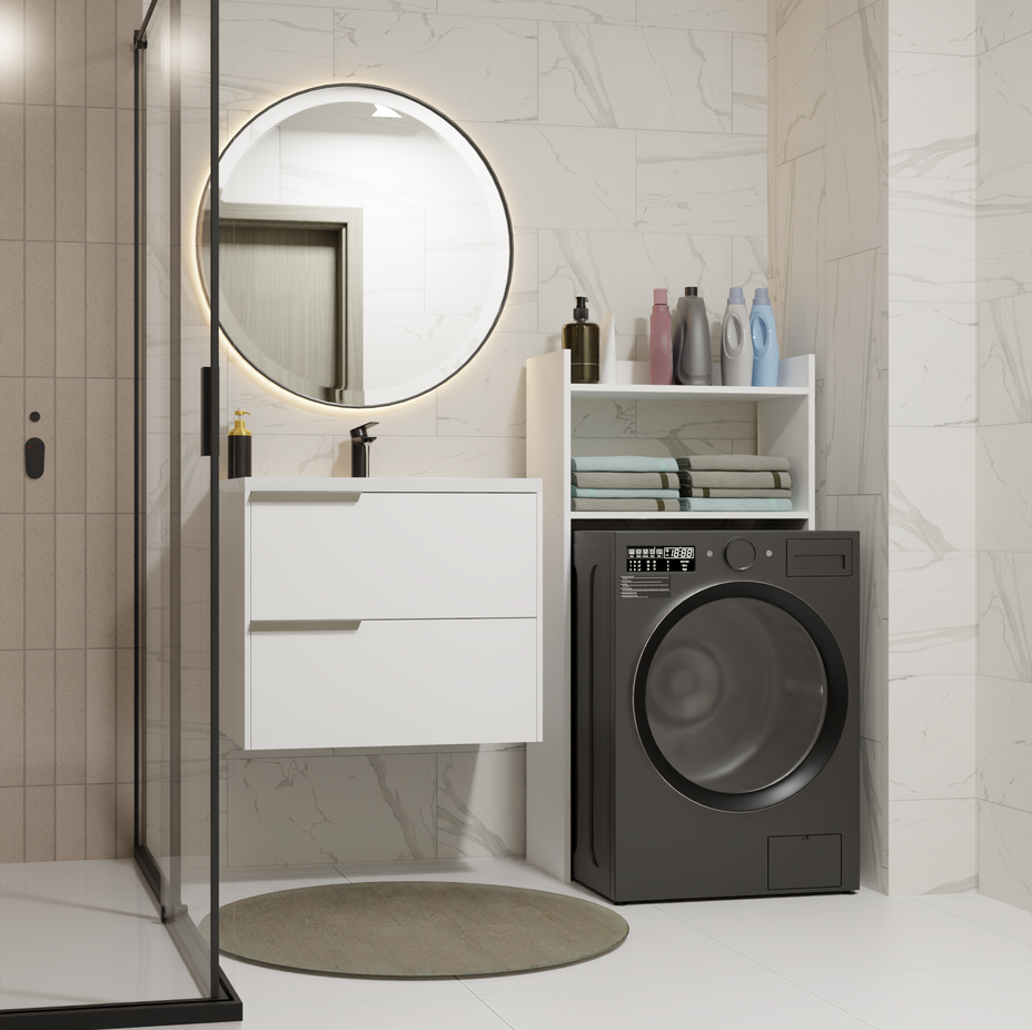 NINA NP - Meuble de salle de bain pour machine à laver, 2 étagères