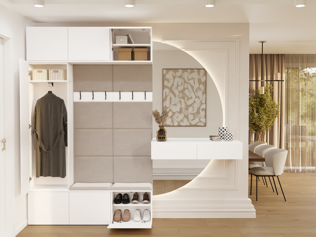HAGA III 1 SZ2W- Ensemble d’entrée avec 1 armoire + 2 porte-manteaux 6 crochets