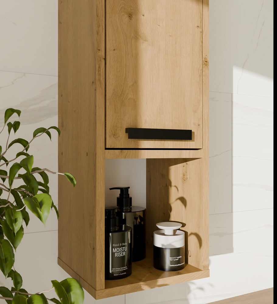 MEXY W1D - Meuble de salle de bain suspendu, 1 porte, 3 étagères