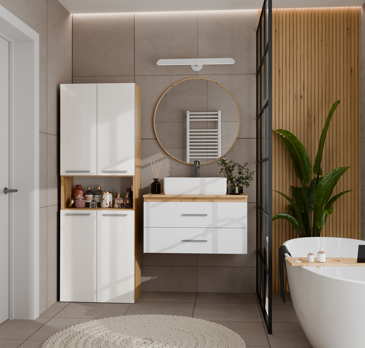 NEL 2K DK - Armoire de salle de bain 2 paniers à linge