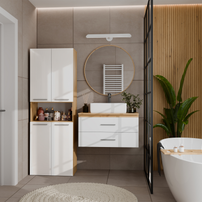 NEL 2K DK - Armoire de salle de bain 2 paniers à linge