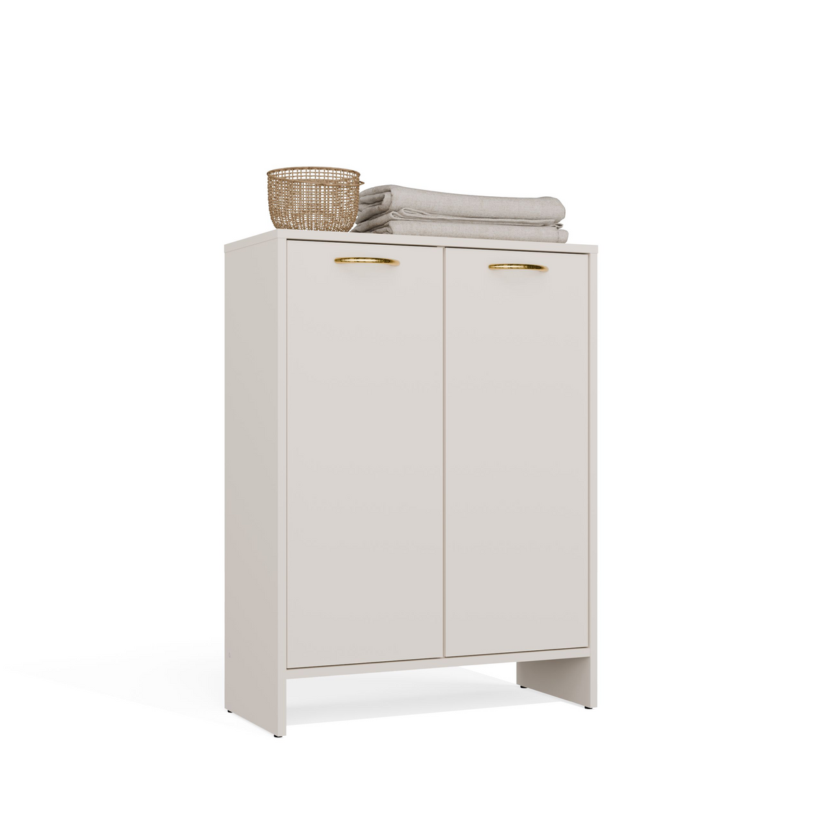 NINA 1K1D - Armoire de salle de bain panier à linge 3 étagères et 2 portes