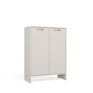 NINA 1K1D - Armoire de salle de bain panier à linge 3 étagères et 2 portes