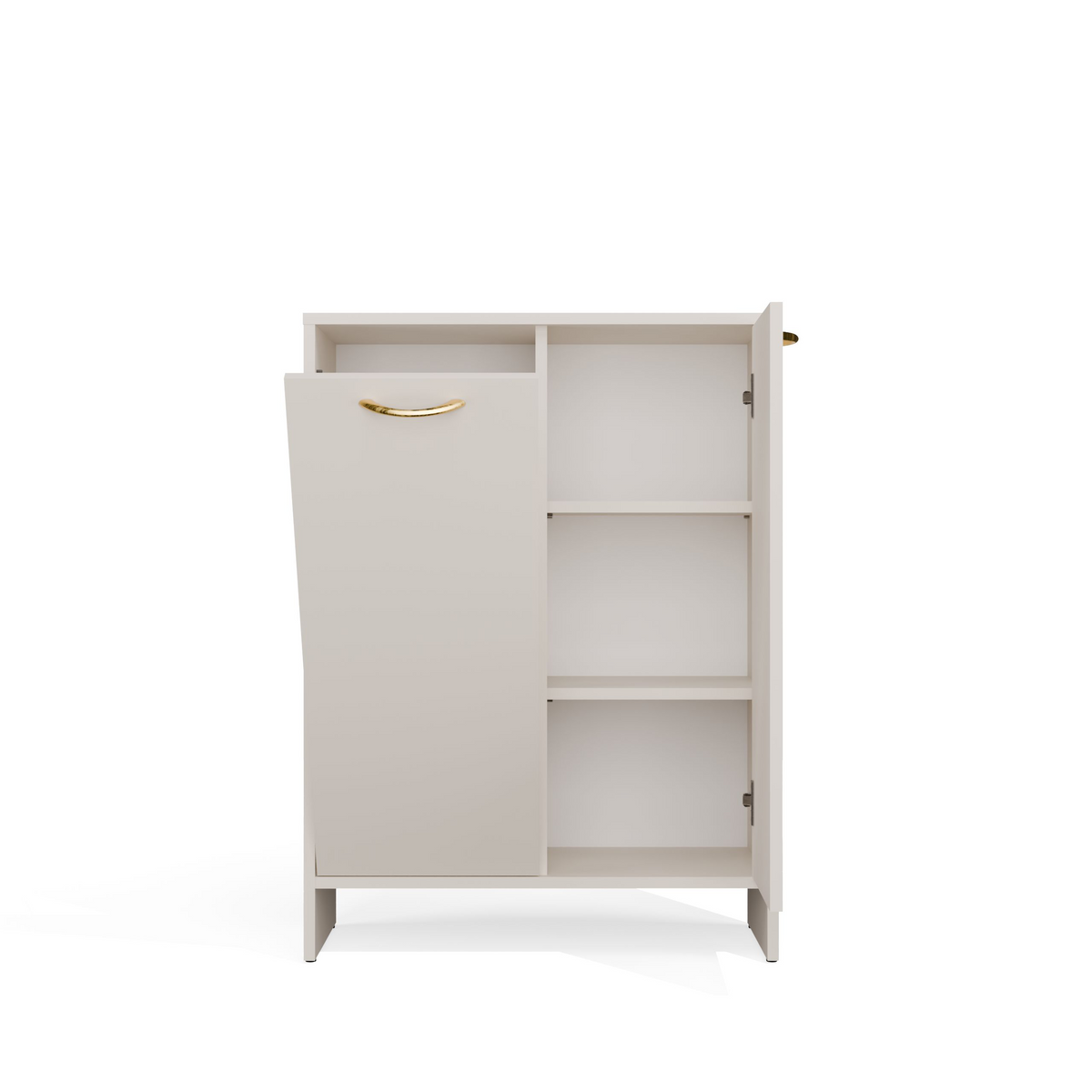 NINA 1K1D - Armoire de salle de bain panier à linge 3 étagères et 2 portes