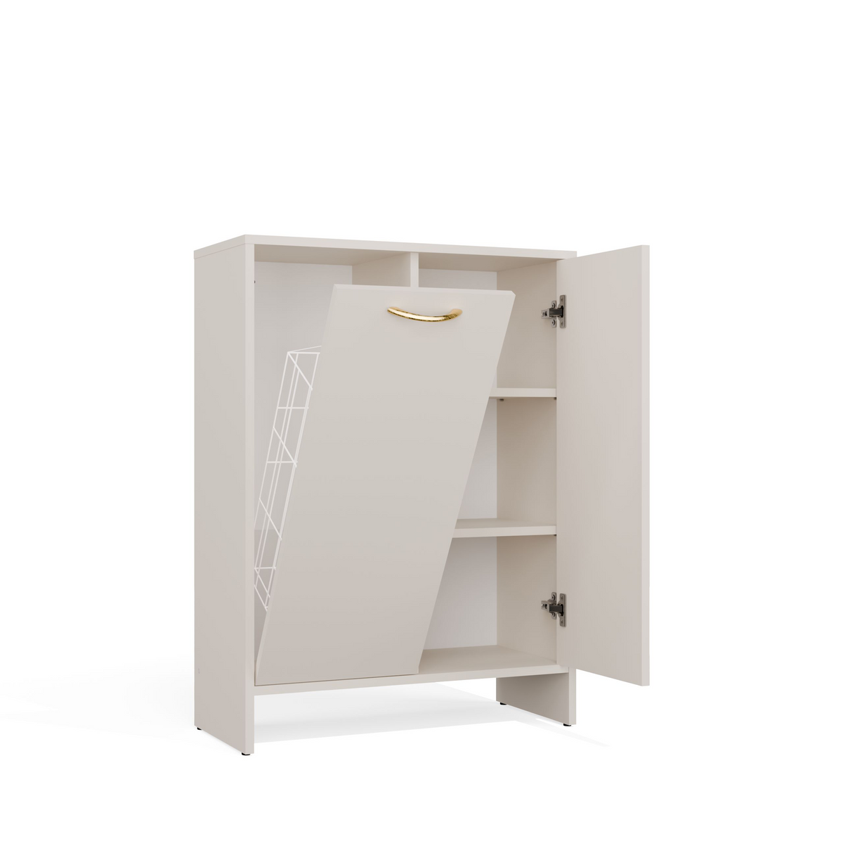 NINA 1K1D - Armoire de salle de bain panier à linge 3 étagères et 2 portes