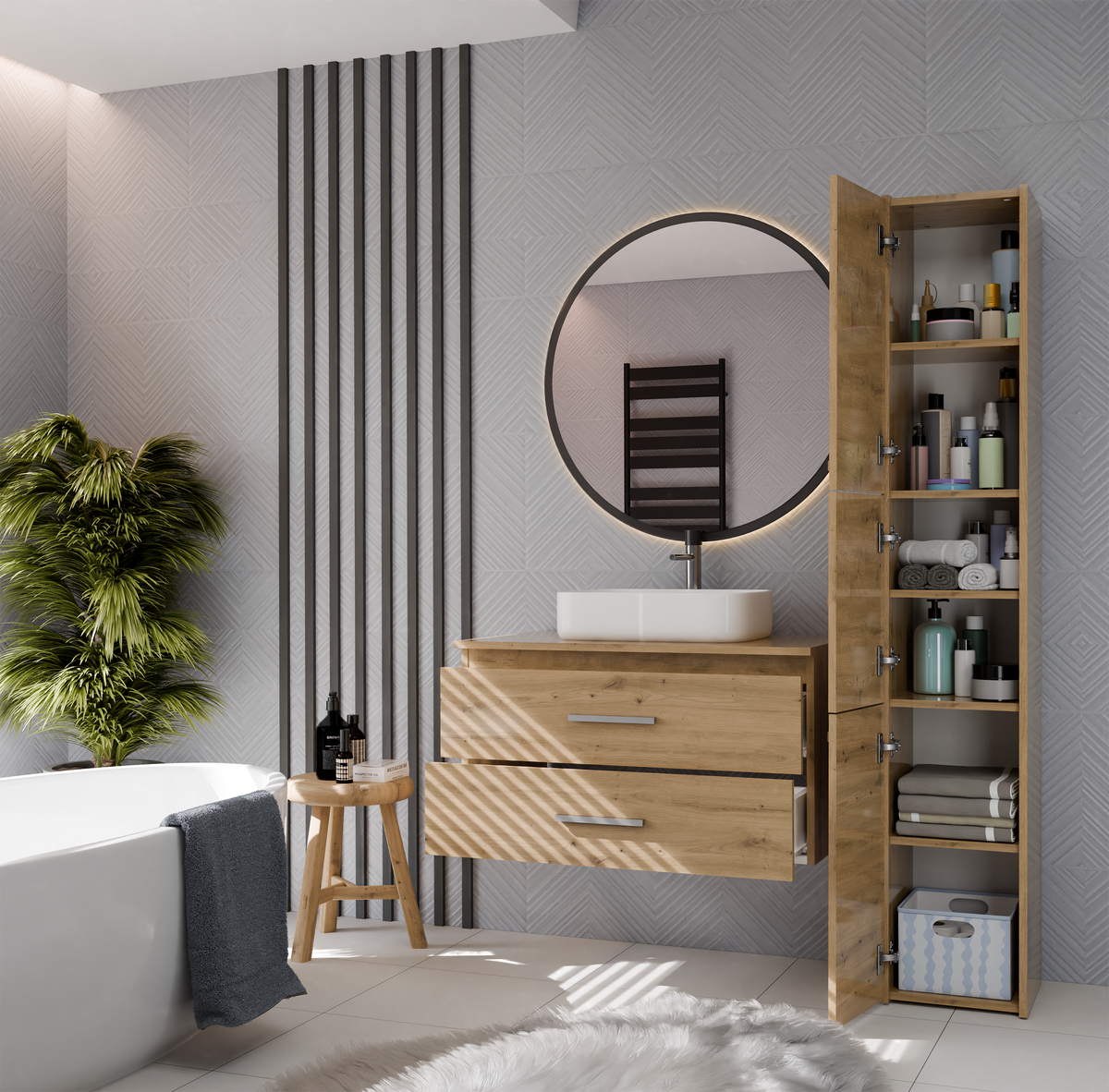 NEL - meuble de salle de bain 2 tiroirs 80cm