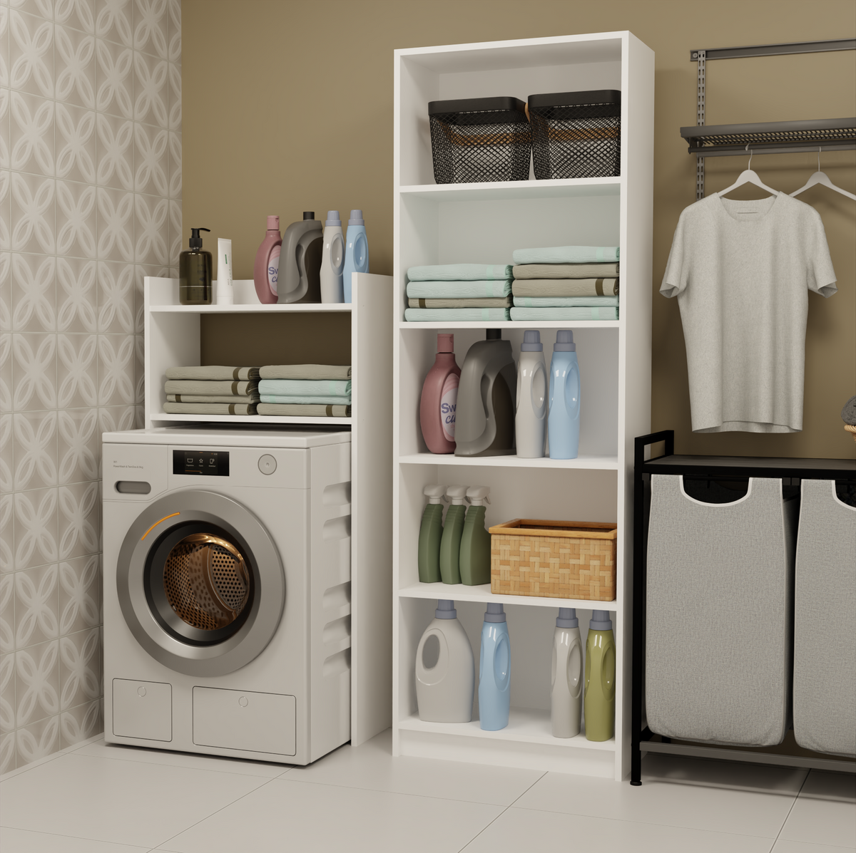 NINA NP - Meuble de salle de bain pour machine à laver, 2 étagères