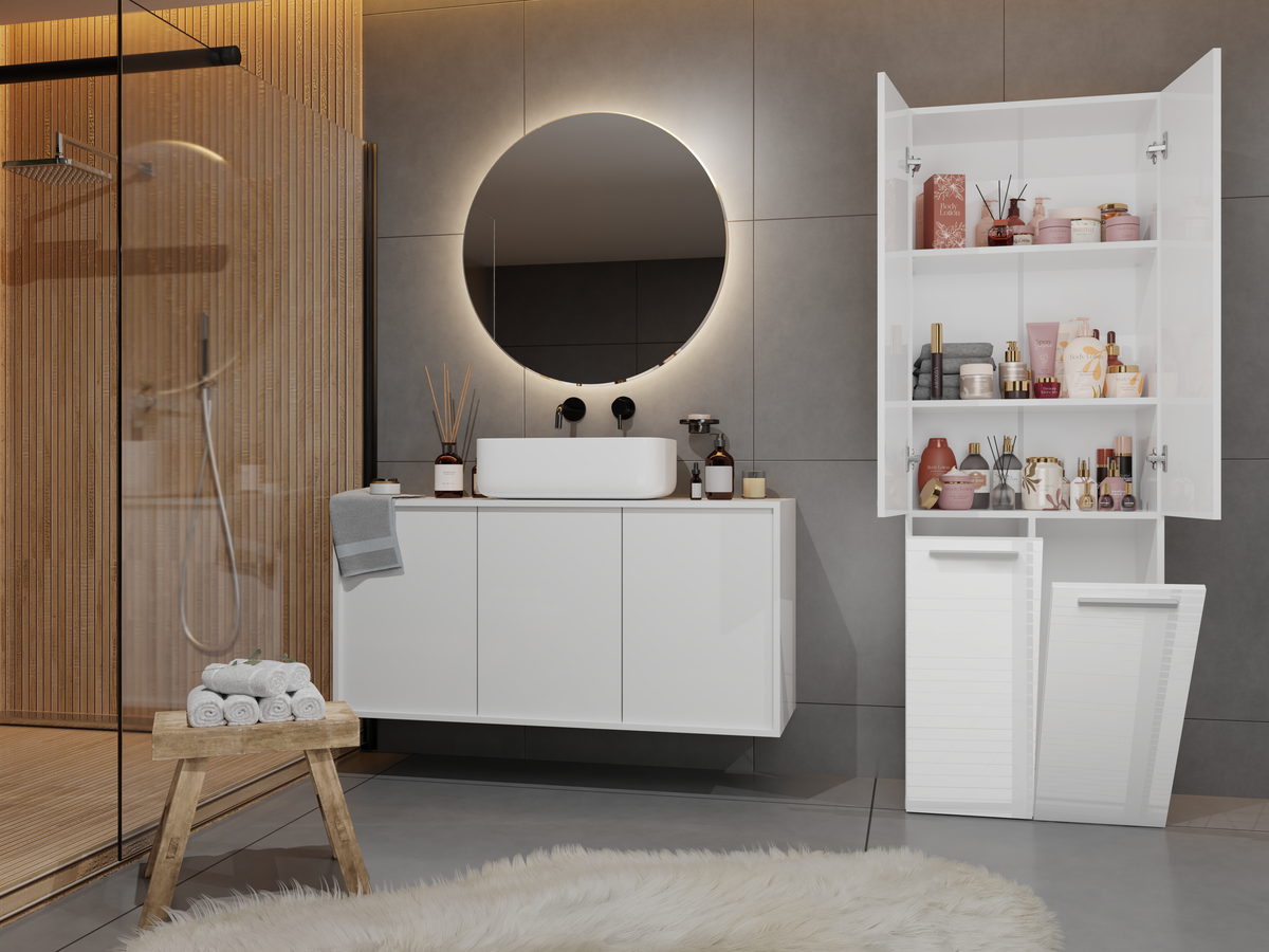 NEL 2K DD - Armoire de salle de bain 2 paniers à linge