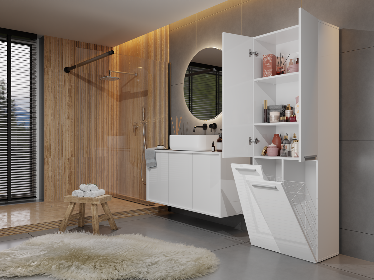 NEL 2K DD - Armoire de salle de bain 2 paniers à linge