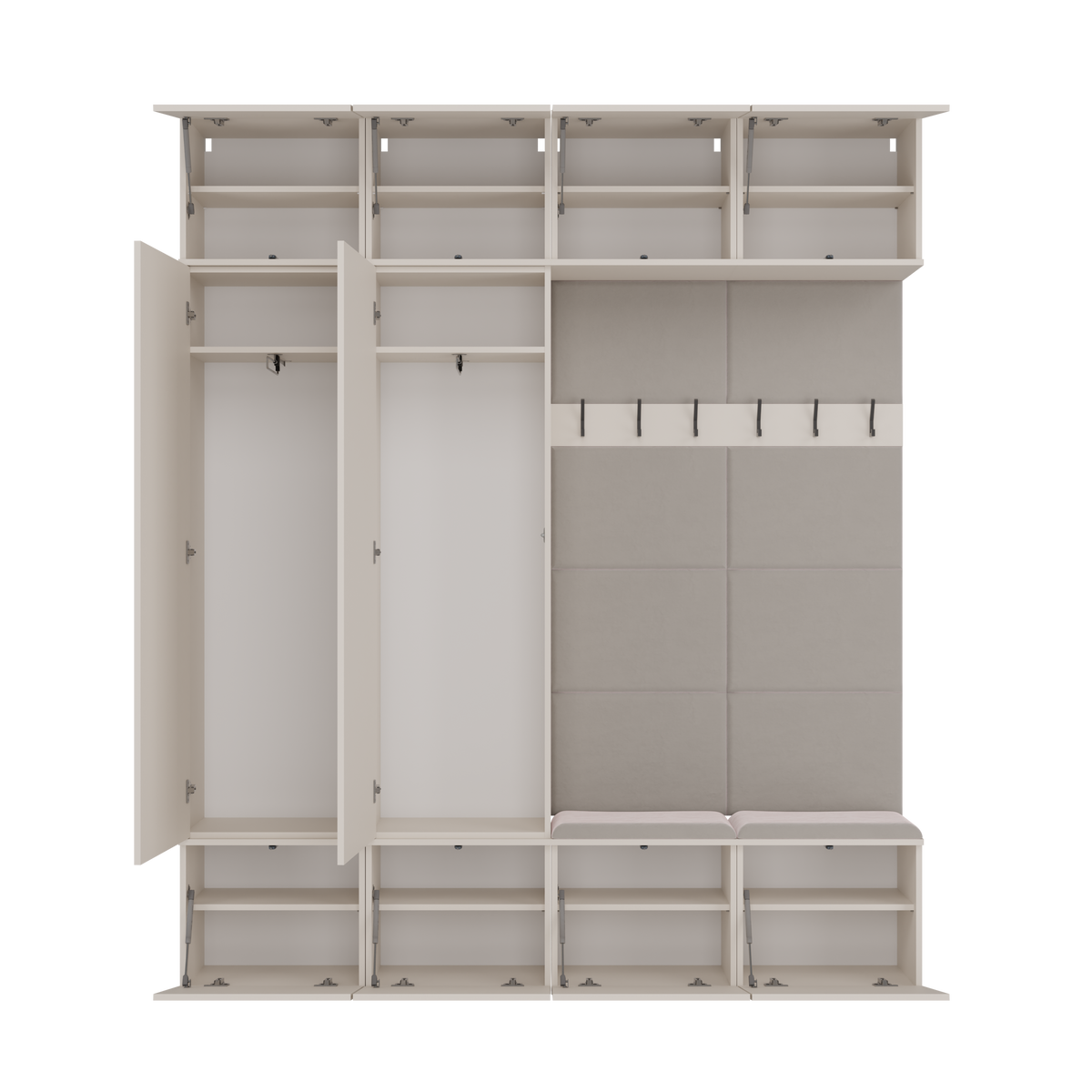 HAGA IV 2SZ2W - Ensemble d’entrée avec 2 armoires + 2 porte-manteaux 6 crochets + banc