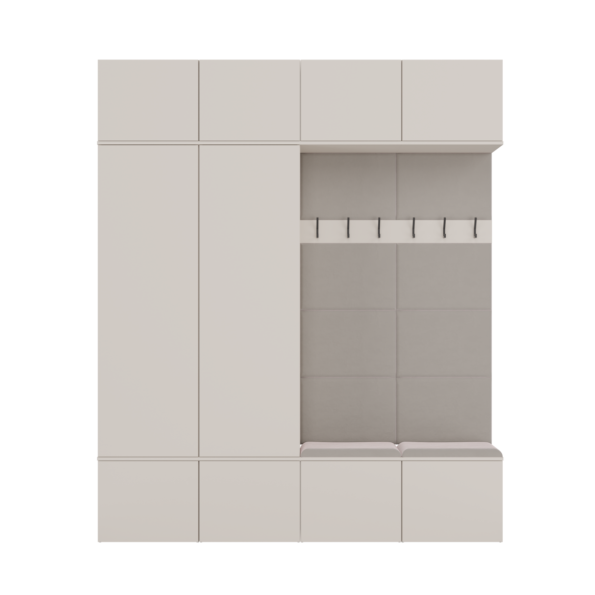HAGA IV 2SZ2W - Ensemble d’entrée avec 2 armoires + 2 porte-manteaux 6 crochets + banc