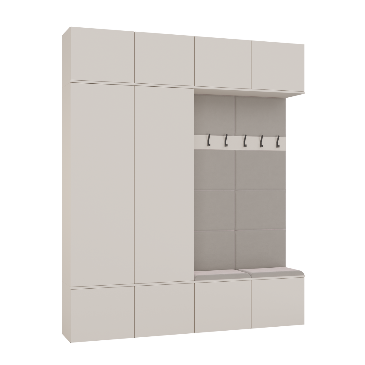 HAGA IV 2SZ2W - Ensemble d’entrée avec 2 armoires + 2 porte-manteaux 6 crochets + banc