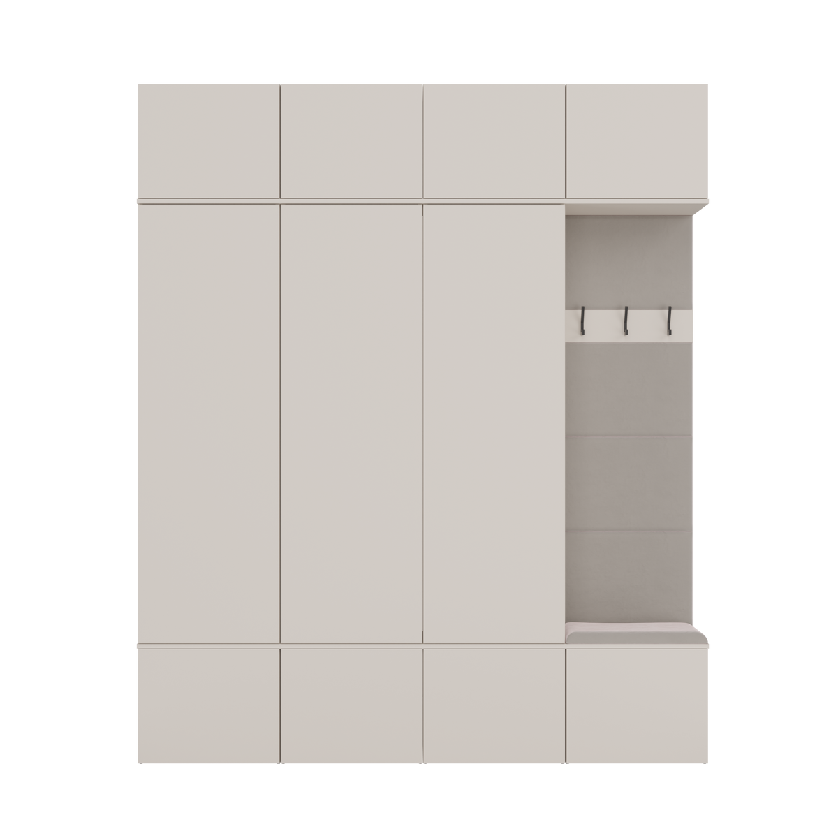 HAGA IV 3SZ1W - Ensemble d’entrée avec 3 armoires + porte-manteau + banc