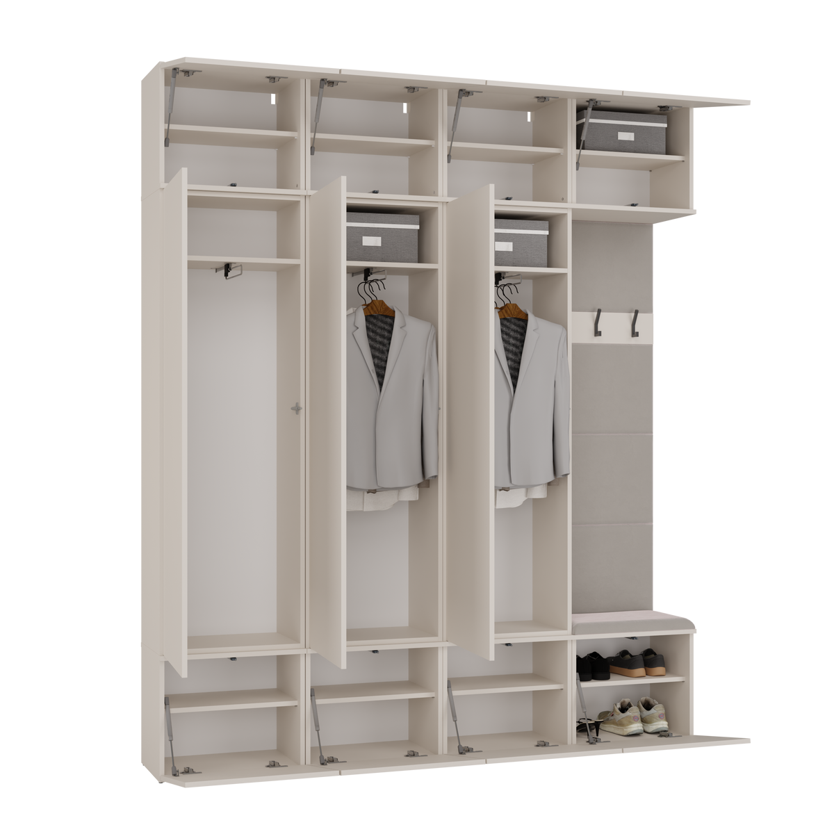 HAGA IV 3SZ1W - Ensemble d’entrée avec 3 armoires + porte-manteau + banc