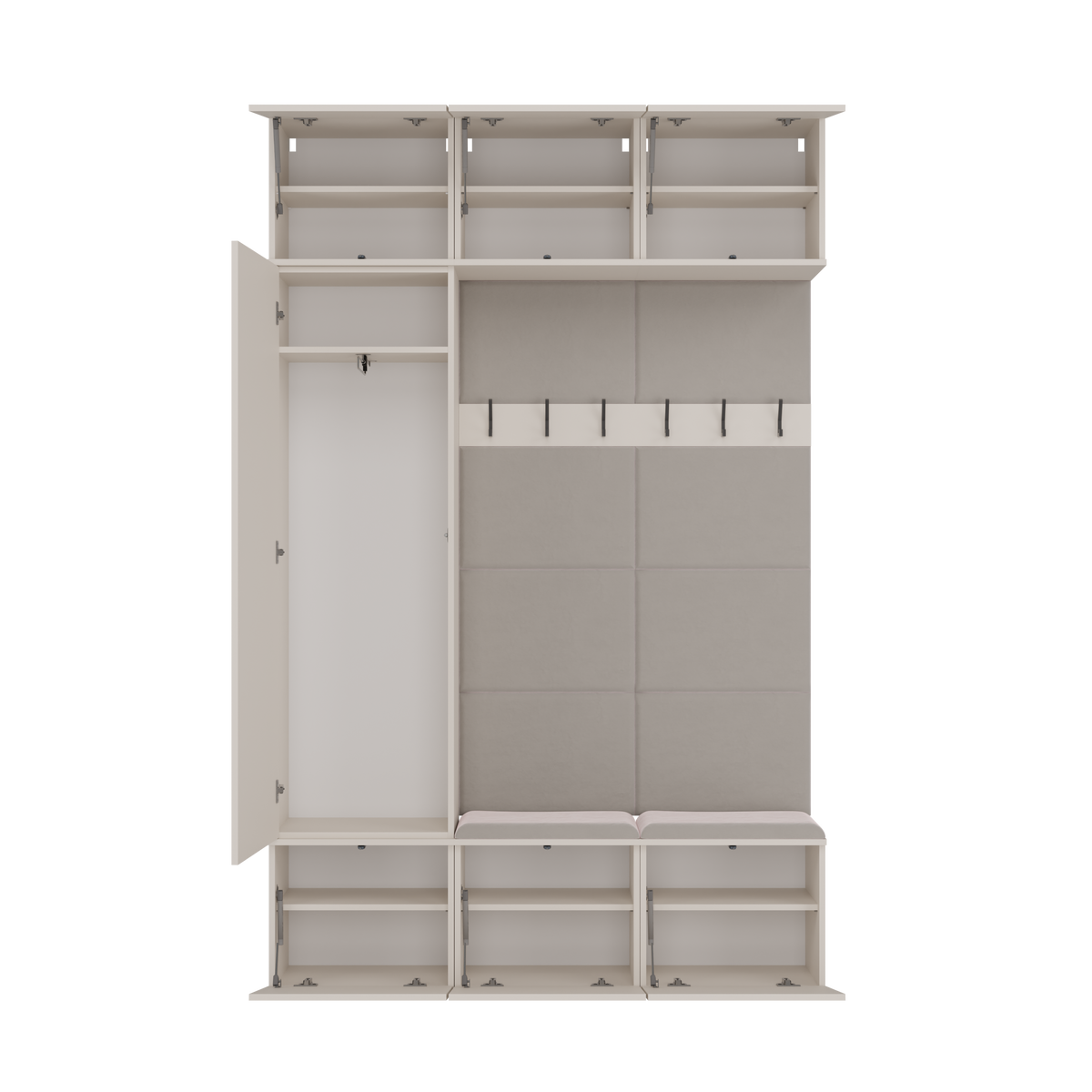 HAGA III 1 SZ2W- Ensemble d’entrée avec 1 armoire + 2 porte-manteaux 6 crochets