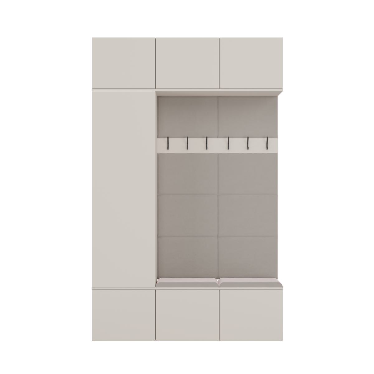 HAGA III 1 SZ2W- Ensemble d’entrée avec 1 armoire + 2 porte-manteaux 6 crochets