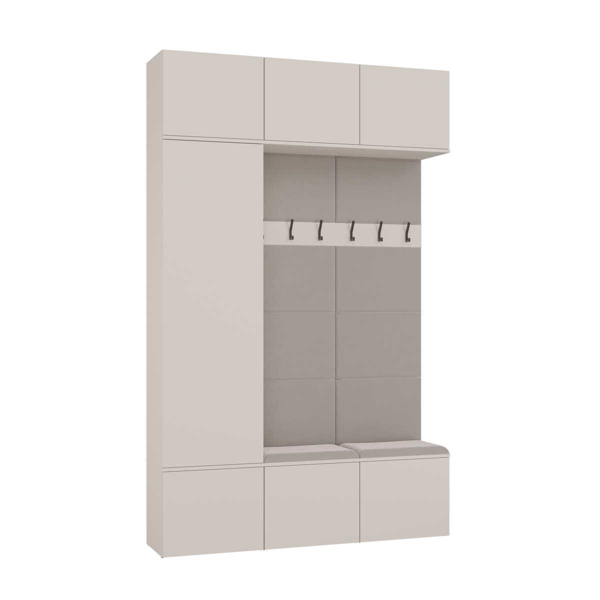 HAGA III 1 SZ2W- Ensemble d’entrée avec 1 armoire + 2 porte-manteaux 6 crochets