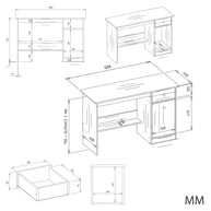 CHESTER 120 Bureau avec tiroir et porte