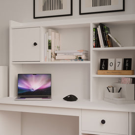 Bureau Chester avec plateau - Meuble de rangement à 1 tiroir et étagère pour salon