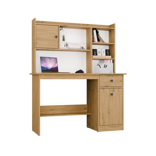 Bureau Chester avec plateau - Meuble de rangement à 1 tiroir et étagère pour salon