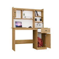 Bureau Chester avec plateau - Meuble de rangement à 1 tiroir et étagère pour salon