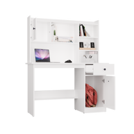 Bureau Chester avec plateau - Meuble de rangement à 1 tiroir et étagère pour salon