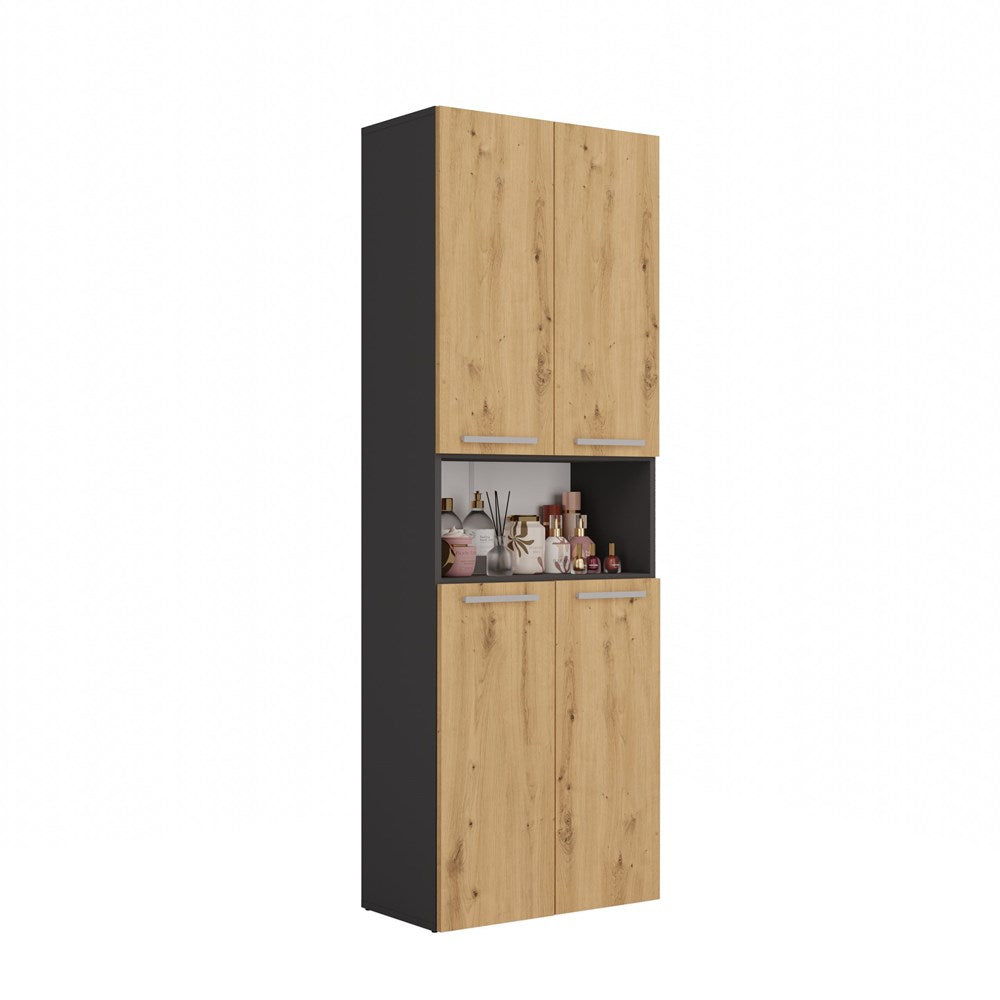 NEL 1K DK - Armoire de salle de bain avec panier à linge