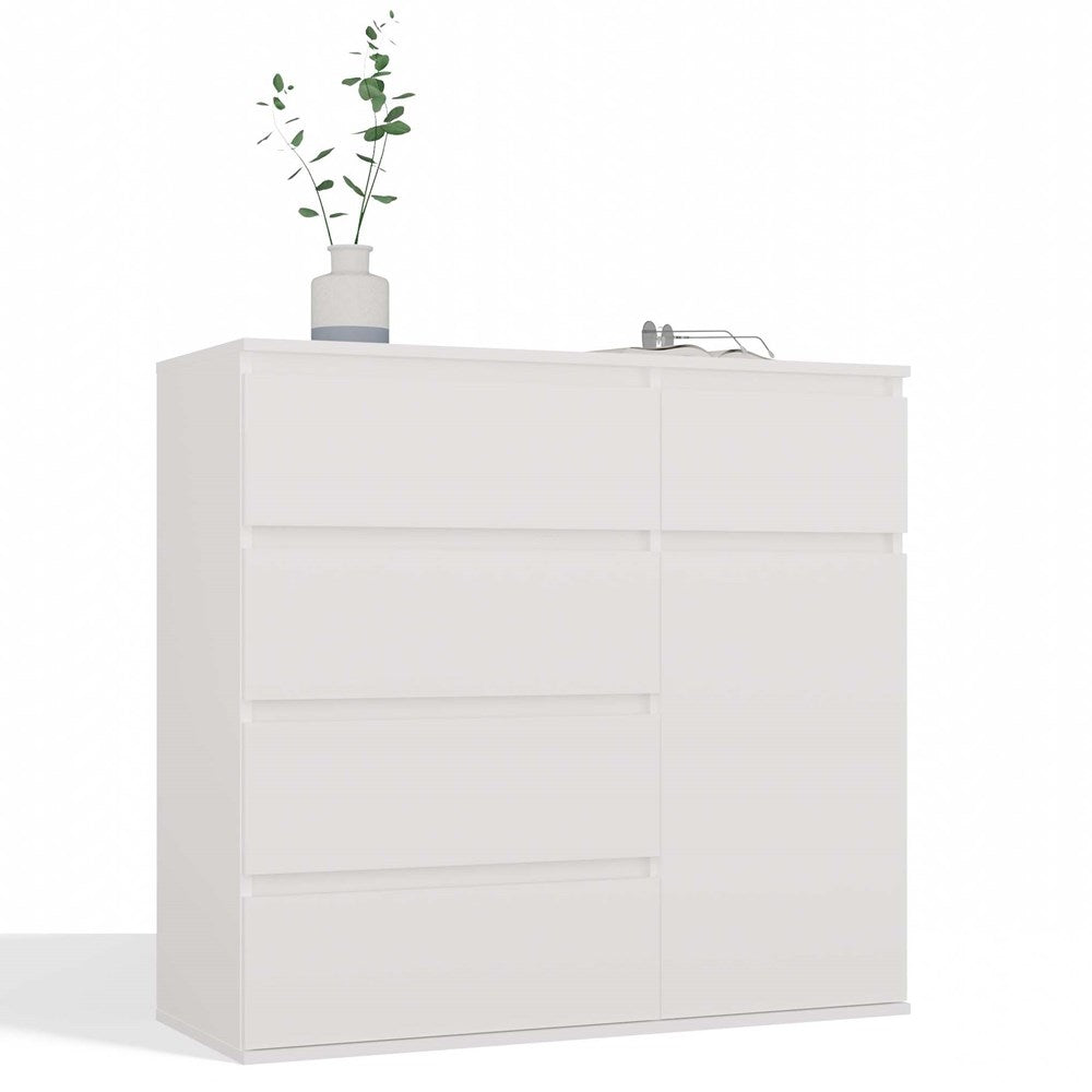 1D5S Commode - 1 porte à 5 tiroirs pour salon, chambre ou chambre d'amis
