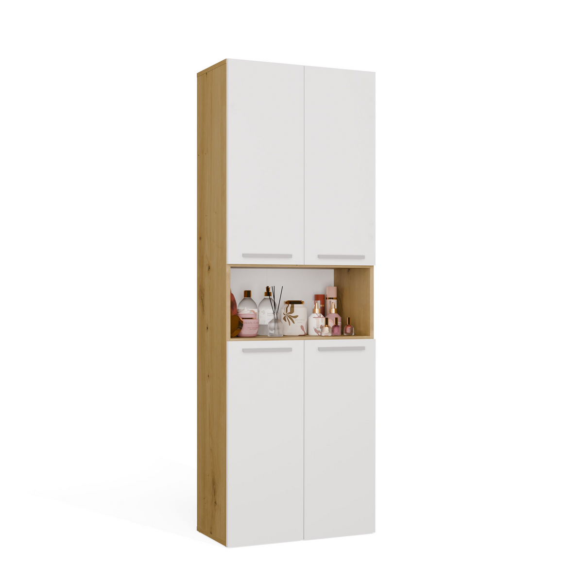 NEL 1K DK - Armoire de salle de bain avec panier à linge