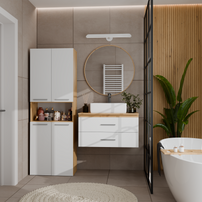 NEL 1K DK - Armoire de salle de bain avec panier à linge