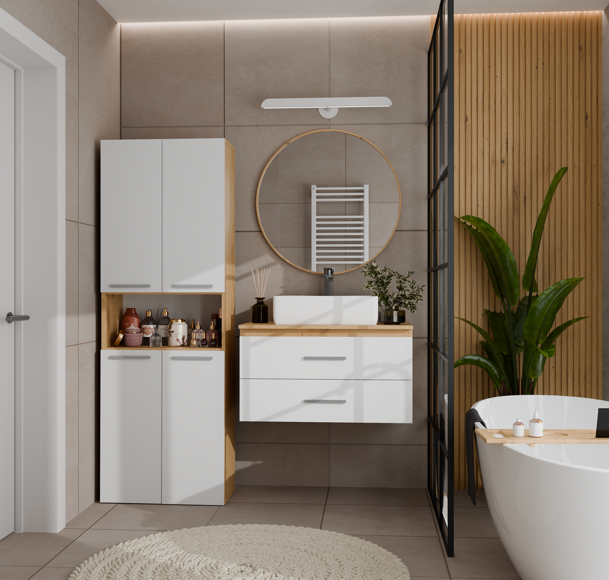 NEL 2K DK - Armoire de salle de bain 2 paniers à linge