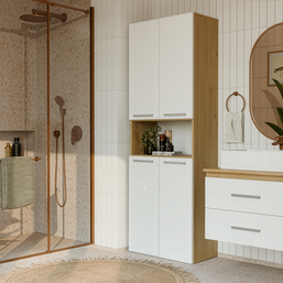 NEL 1K DK - Armoire de salle de bain avec panier à linge