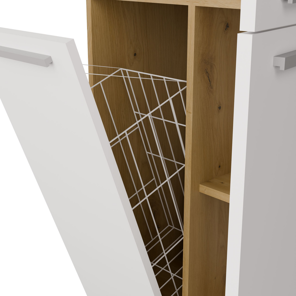 NEL 1K DD - Armoire de salle de bain avec panier à linge