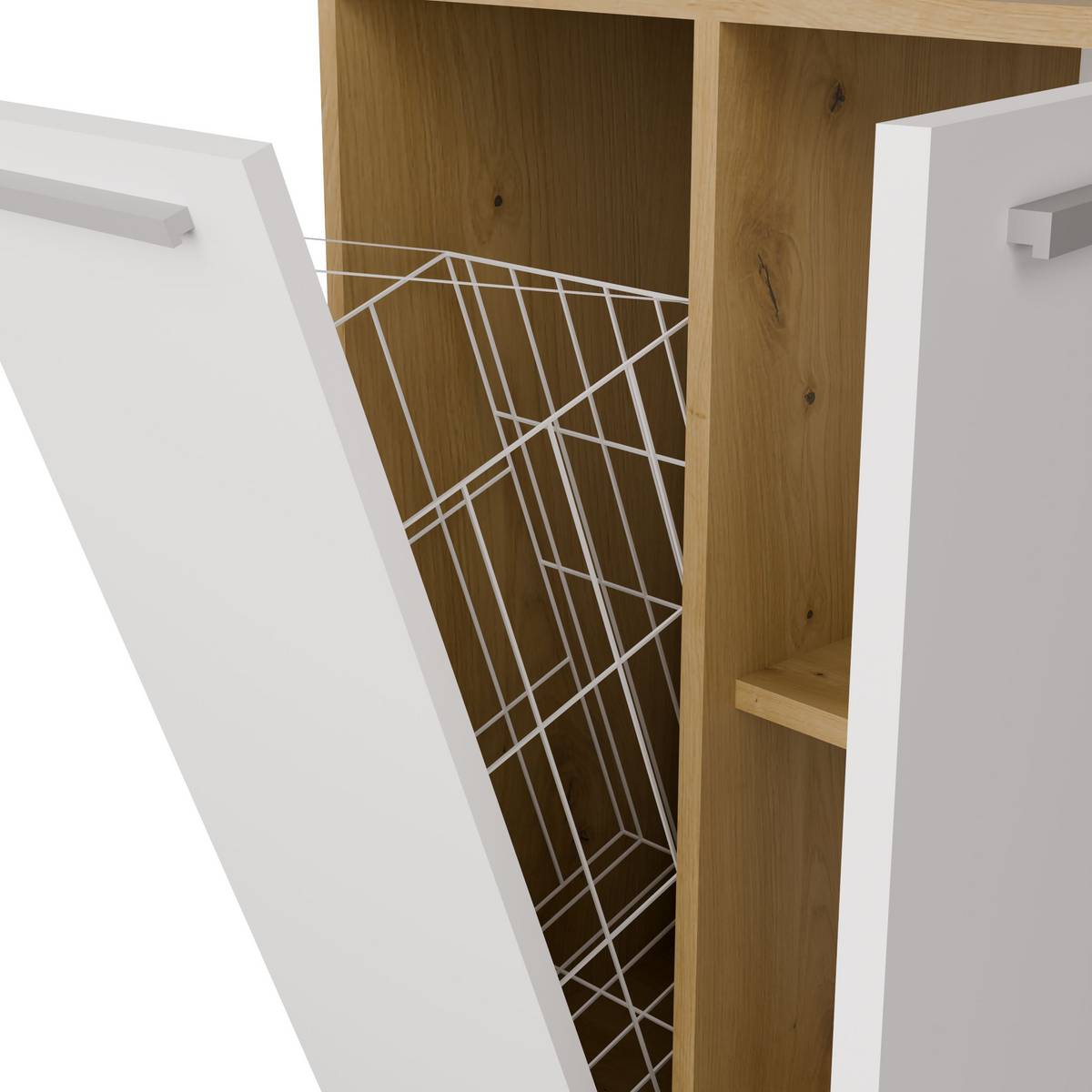 NEL 1K DK - Armoire de salle de bain avec panier à linge