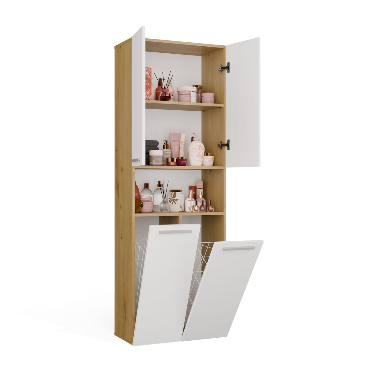 NEL 2K DK - Armoire de salle de bain 2 paniers à linge