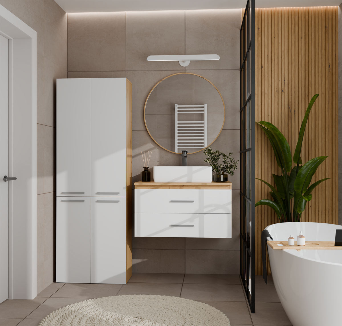 NEL 2K DD - Armoire de salle de bain 2 paniers à linge